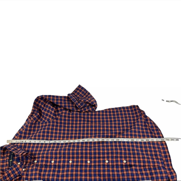 Mens Ralph Lauren Button Down Long Sleeve Shirt Sz XL Blue Orange Check Cotton - Picture 3 of 6